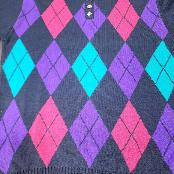 Vintage Alfred Dunner Size Medium Jumper 90's Argyle Pattern Made In USA - Picture 2 of 8
